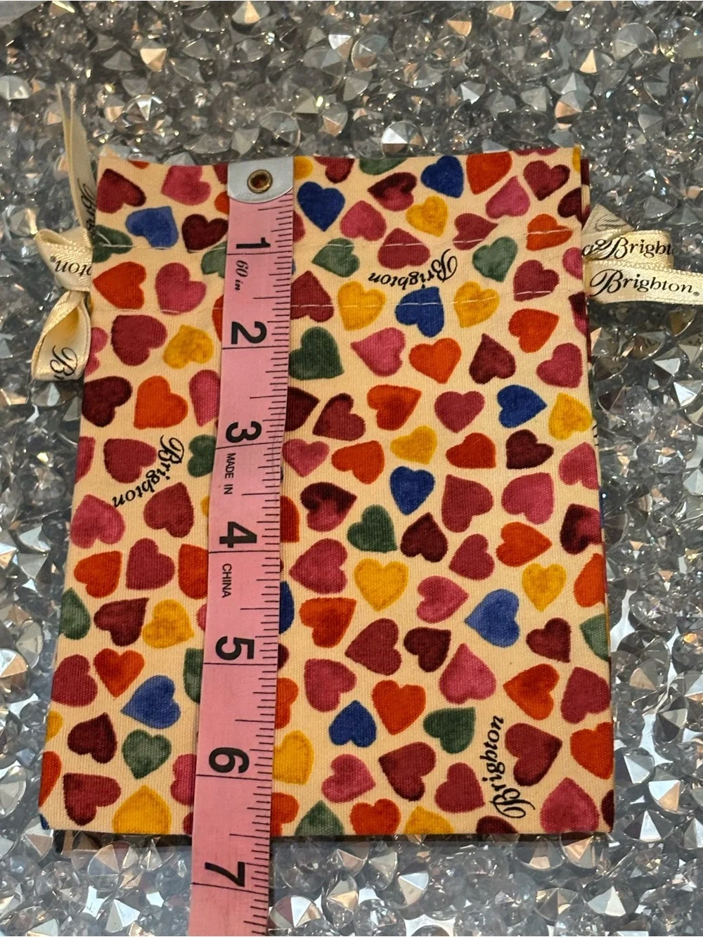 Brighton Set of 3 Colorful Heart Print Jewelry Dust Bags Pouches
